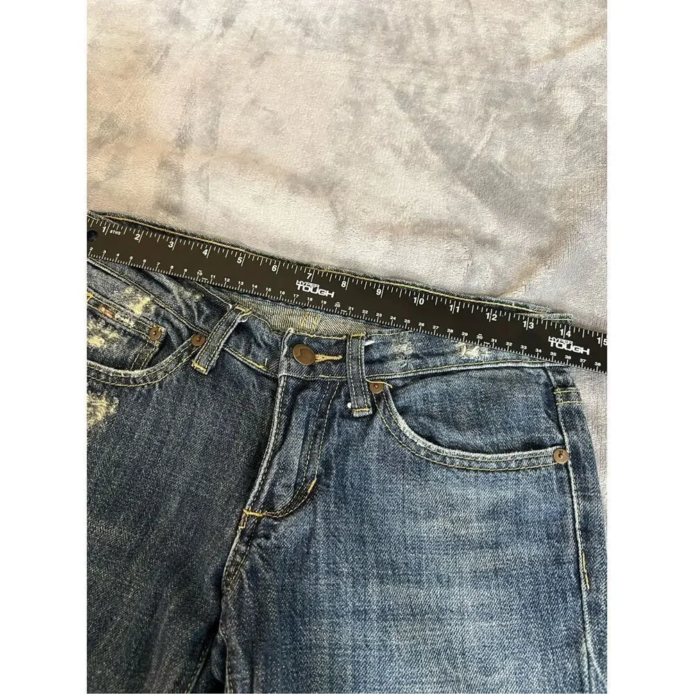 Joe's Jeans Womens Size 26 Blue Eno Flared Low Rise Distressed Whisker Cotton
